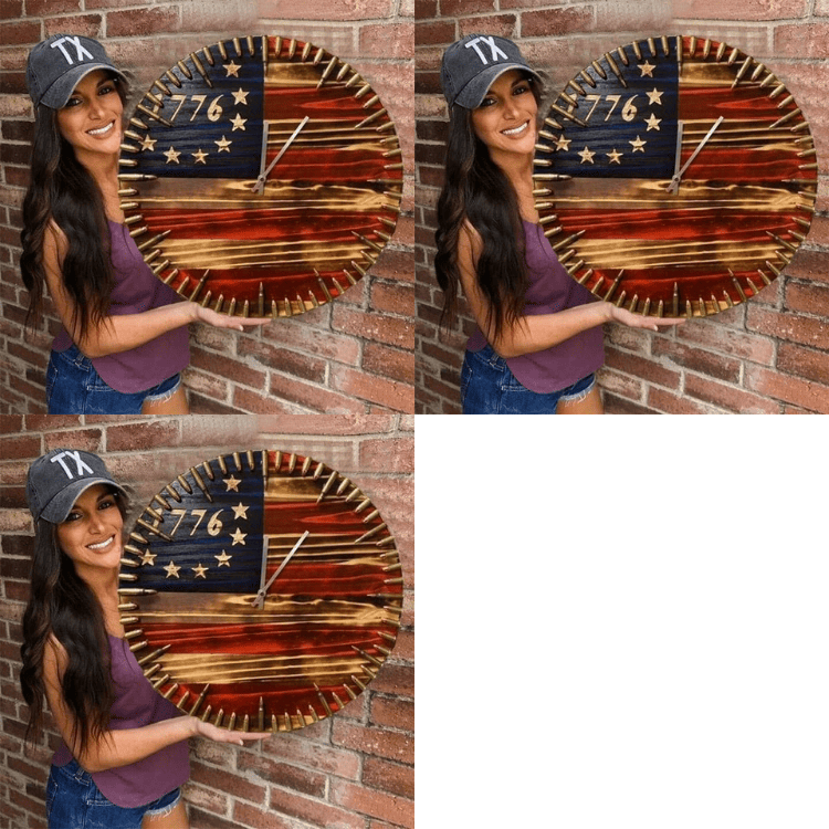 🔥Veteran's Day Pre-Sale 60% OFF🔥Handmade Patriotic Wooden American Flag Clock Wall Decor