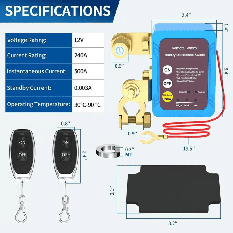 12V High Current Car Remote Battery Disconnect Switch