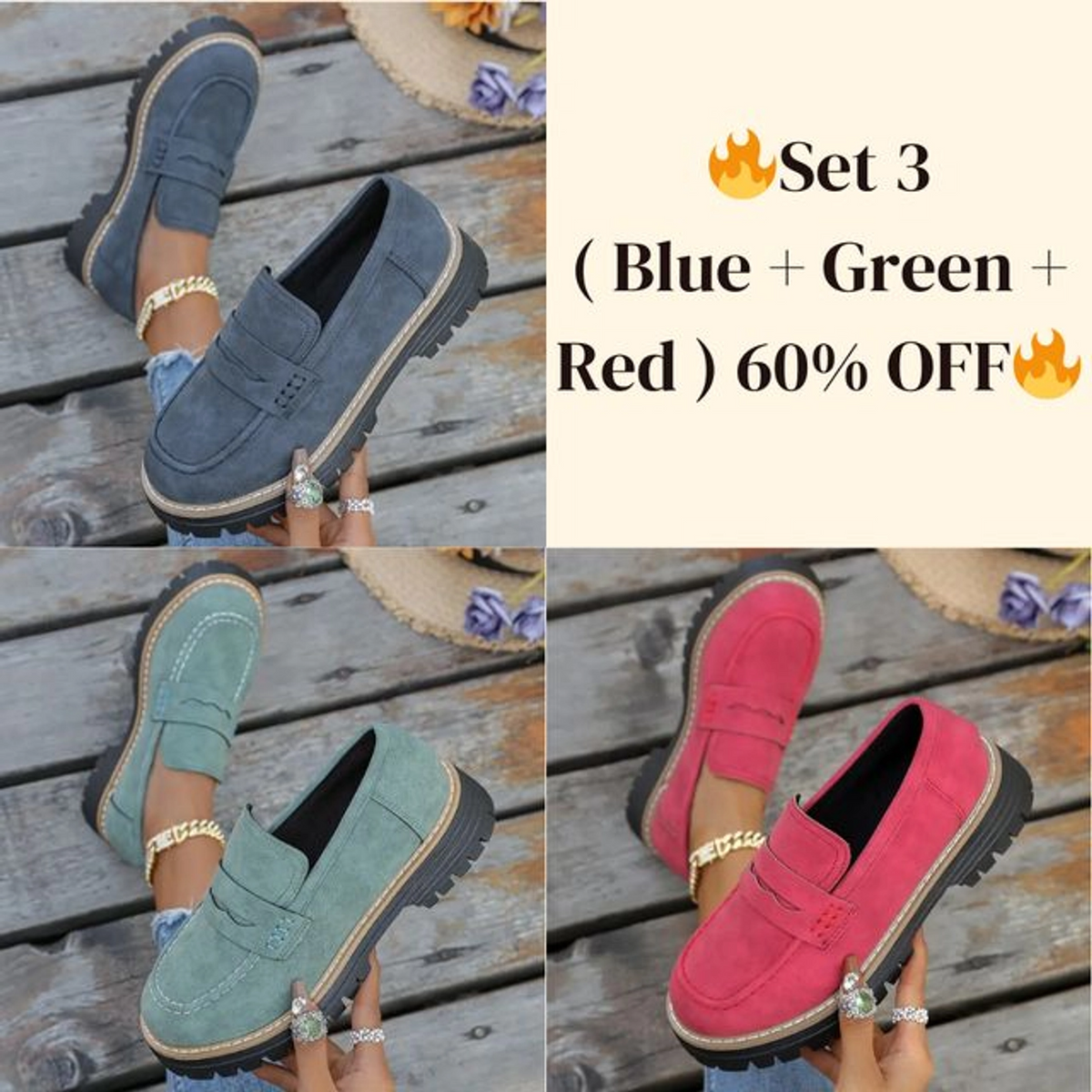 🔥 Last Day 60% OFF 🔥 Women's Lightweight Vintage Penny Loafers - Slip-On Platform Shoes with Thick Rubber Sole