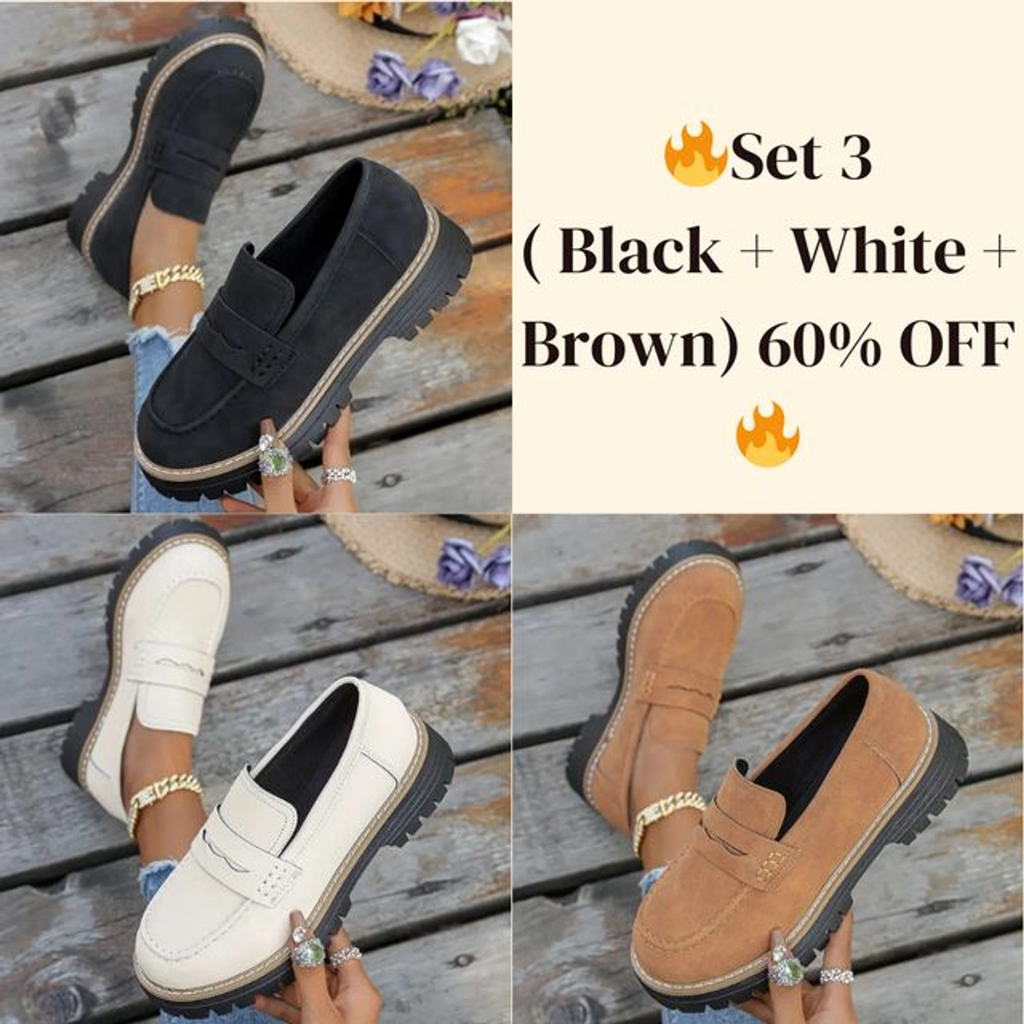 🔥 Last Day 60% OFF 🔥 Women's Lightweight Vintage Penny Loafers - Slip-On Platform Shoes with Thick Rubber Sole