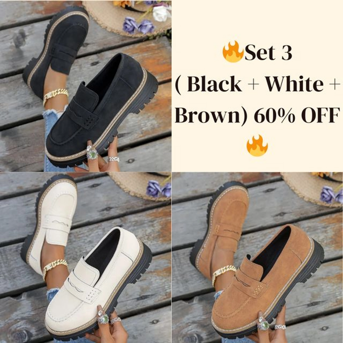 🔥 Last Day 60% OFF 🔥 Women's Lightweight Vintage Penny Loafers - Slip-On Platform Shoes with Thick Rubber Sole