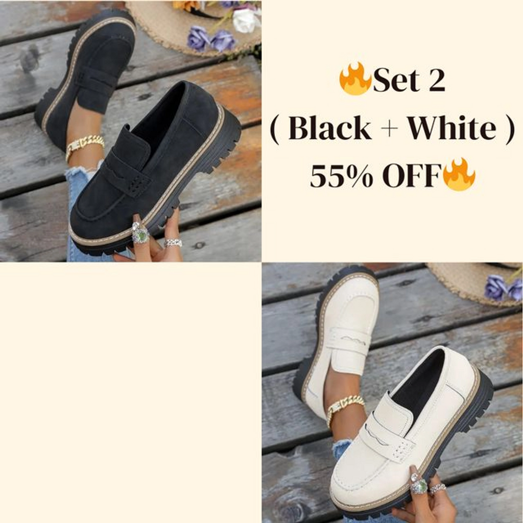 🔥 Last Day 60% OFF 🔥 Women's Lightweight Vintage Penny Loafers - Slip-On Platform Shoes with Thick Rubber Sole