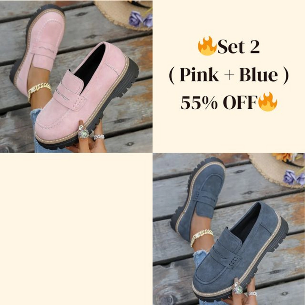 🔥 Last Day 60% OFF 🔥 Women's Lightweight Vintage Penny Loafers - Slip-On Platform Shoes with Thick Rubber Sole