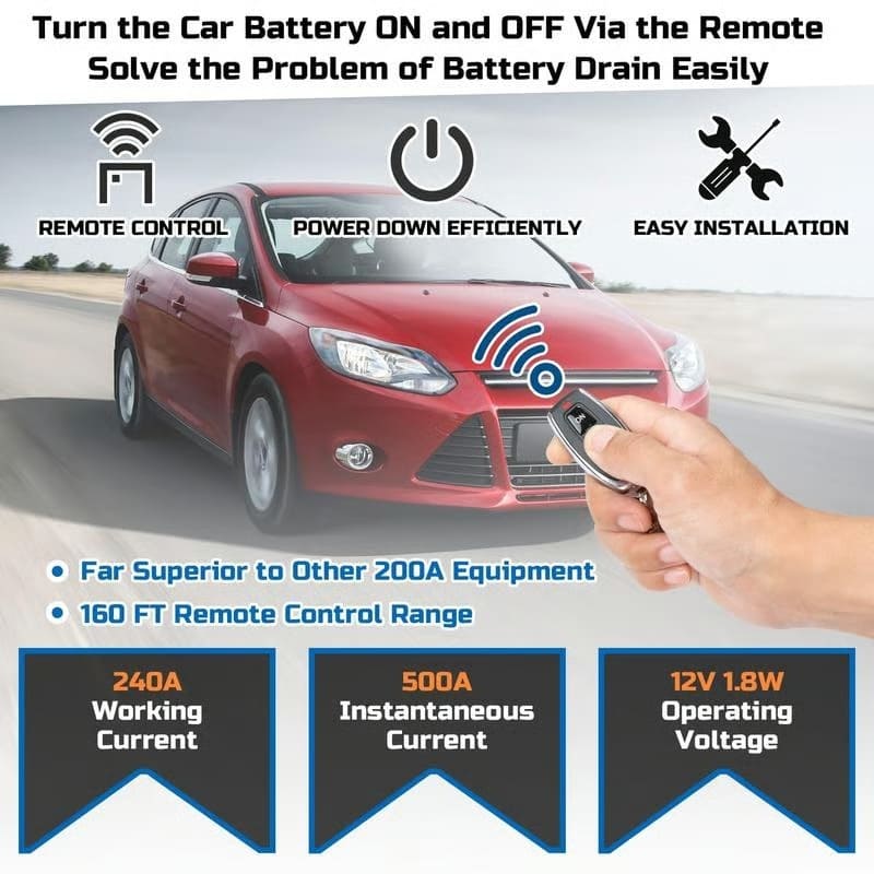 12V High Current Car Remote Battery Disconnect Switch