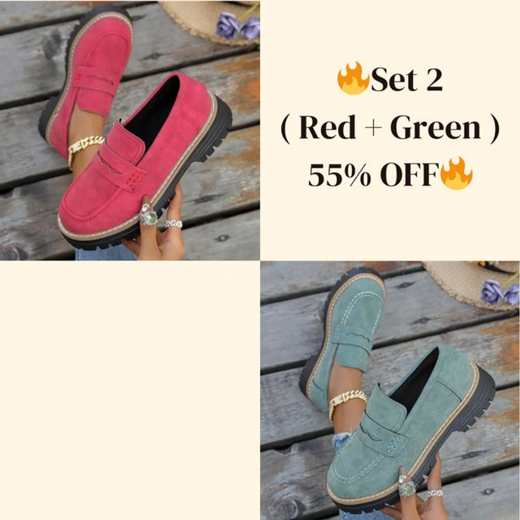 🔥 Last Day 60% OFF 🔥 Women's Lightweight Vintage Penny Loafers - Slip-On Platform Shoes with Thick Rubber Sole