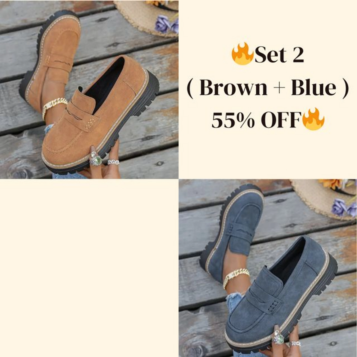 🔥 Last Day 60% OFF 🔥 Women's Lightweight Vintage Penny Loafers - Slip-On Platform Shoes with Thick Rubber Sole
