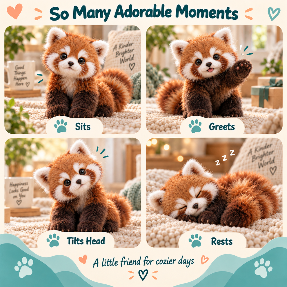 🎄50% OFF 🐾CuddlePurr Red Panda – Interactive Plush Companion | A Little Friend, A Lot of Love