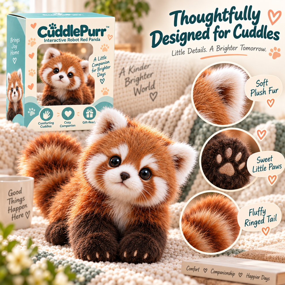 🎄50% OFF 🐾CuddlePurr Red Panda – Interactive Plush Companion | A Little Friend, A Lot of Love