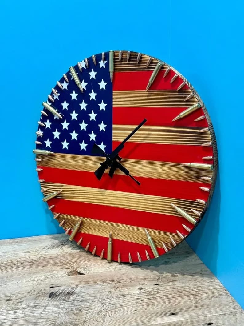 🔥Veteran's Day Pre-Sale 60% OFF🔥Handmade Patriotic Wooden American Flag Clock Wall Decor