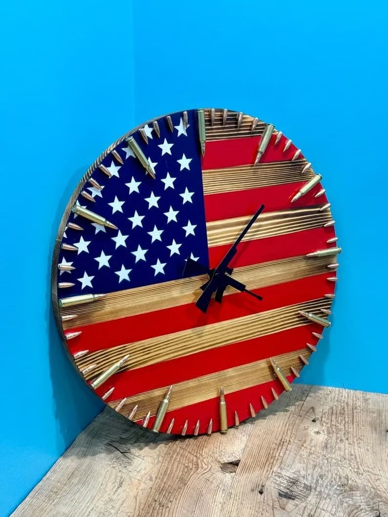 🔥Veteran's Day Pre-Sale 60% OFF🔥Handmade Patriotic Wooden American Flag Clock Wall Decor