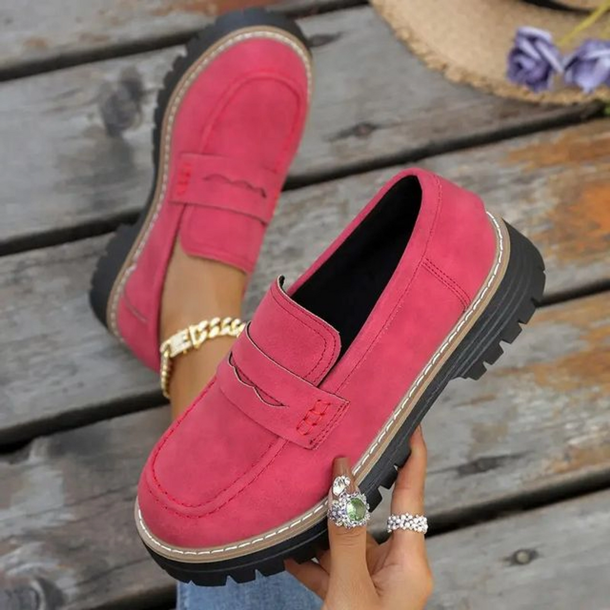🔥 Last Day 60% OFF 🔥 Women's Lightweight Vintage Penny Loafers - Slip-On Platform Shoes with Thick Rubber Sole