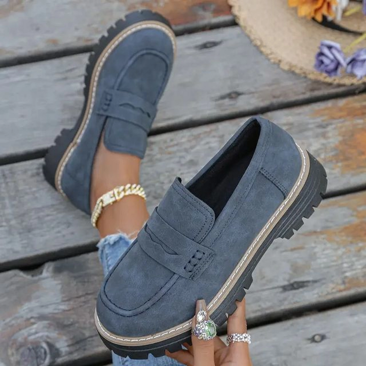 🔥 Last Day 60% OFF 🔥 Women's Lightweight Vintage Penny Loafers - Slip-On Platform Shoes with Thick Rubber Sole