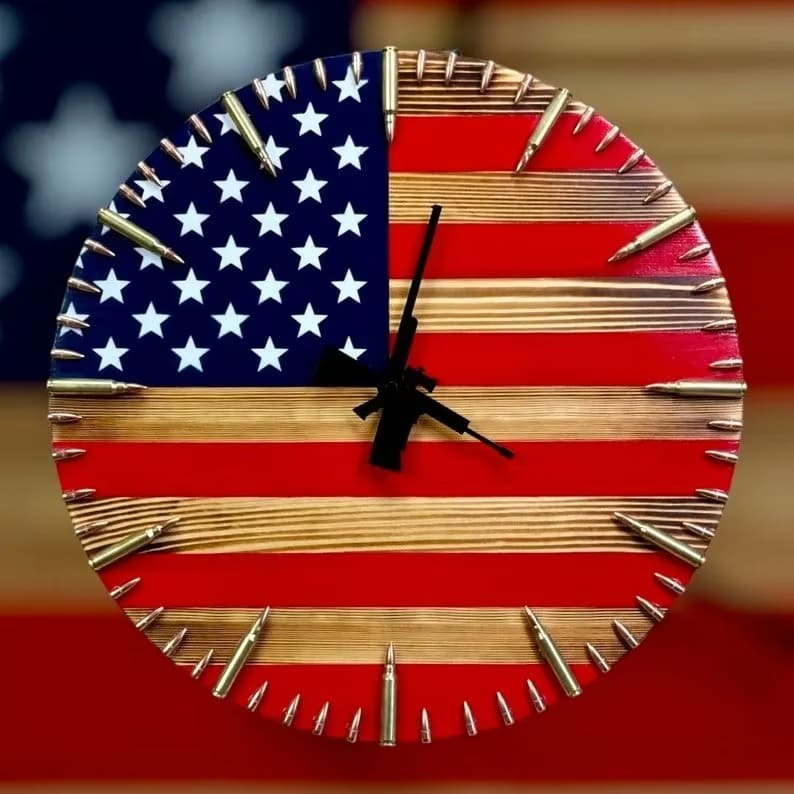 🔥Veteran's Day Pre-Sale 60% OFF🔥Handmade Patriotic Wooden American Flag Clock Wall Decor