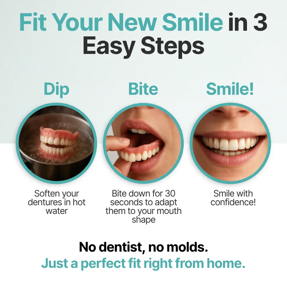 ✅ Advanced Custom-Fit Functional Dentures 🦷 Smile Confidently Again in Just 3 Minutes ❌ No Dentist Needed!