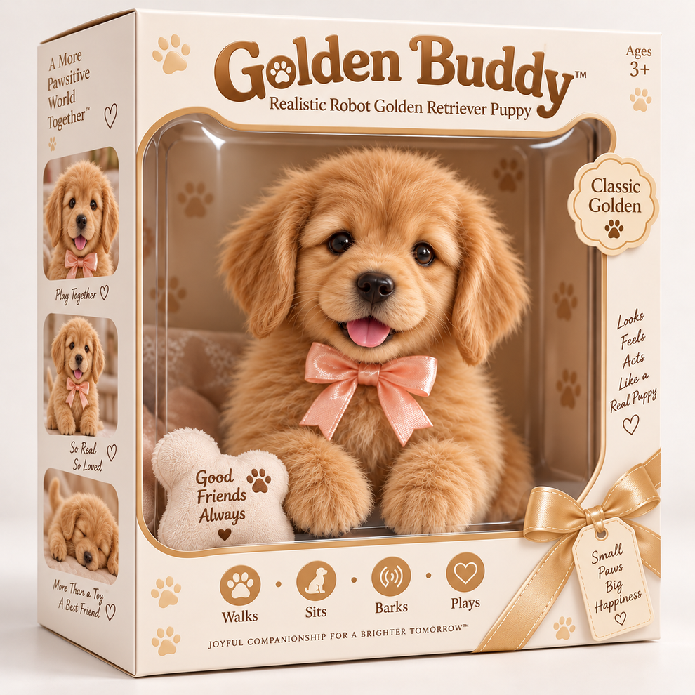 🎄 50% OFF – Golden Buddy Realistic Robot Golden Retriever Puppy