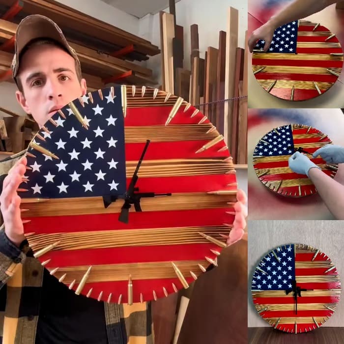 🔥Veteran's Day Pre-Sale 60% OFF🔥Handmade Patriotic Wooden American Flag Clock Wall Decor