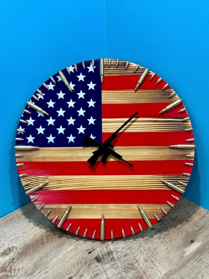 🔥Veteran's Day Pre-Sale 60% OFF🔥Handmade Patriotic Wooden American Flag Clock Wall Decor